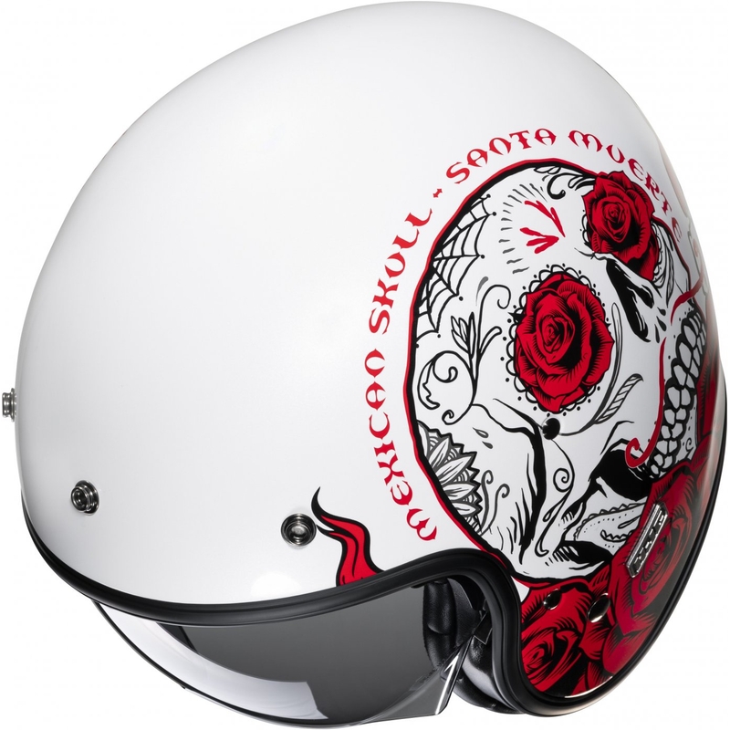 Open motorhelm HJC V31 Desto MC1 wit-zwart-rood