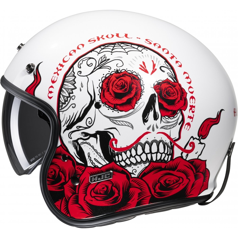 Open motorhelm HJC V31 Desto MC1 wit-zwart-rood