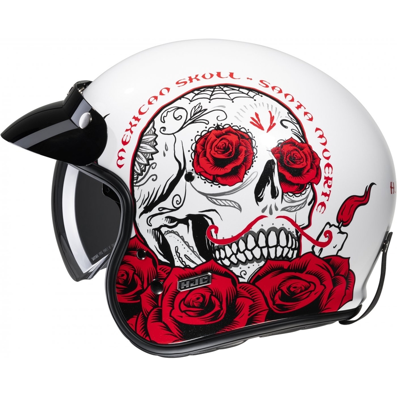 Open motorhelm HJC V31 Desto MC1 wit-zwart-rood