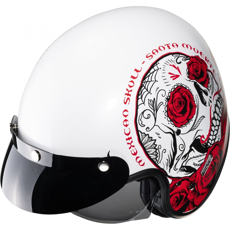 Open motorhelm HJC V31 Desto MC1 wit-zwart-rood