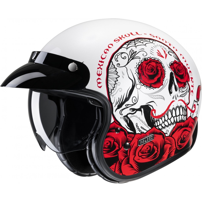 Open motorhelm HJC V31 Desto MC1 wit-zwart-rood