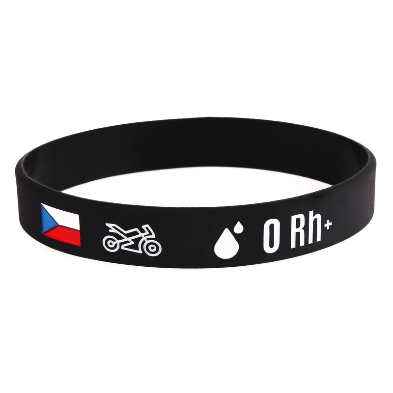 Siliconen moto-armband met bloedgroep 0 RH+