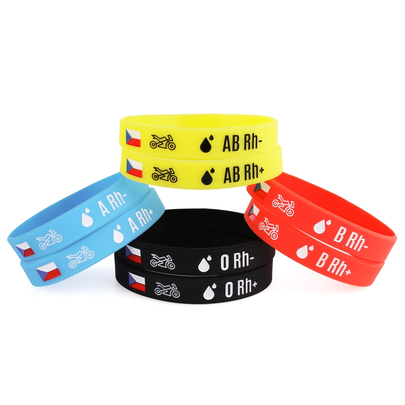 Siliconen moto-armband met bloedgroep B RH-
