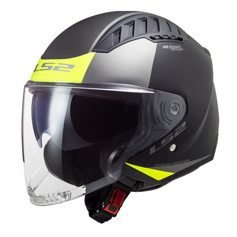 Open motorhelm LS2 OF600 Copter II Urbane 06 zwart-fluogeel