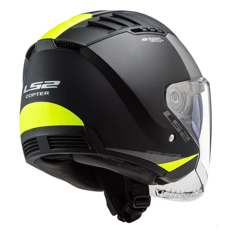 Open motorhelm LS2 OF600 Copter II Urbane 06 zwart-fluogeel