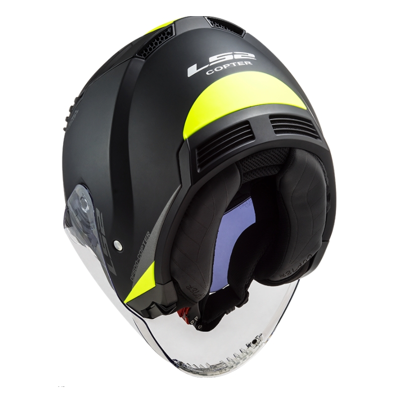 Open motorhelm LS2 OF600 Copter II Urbane 06 zwart-fluogeel