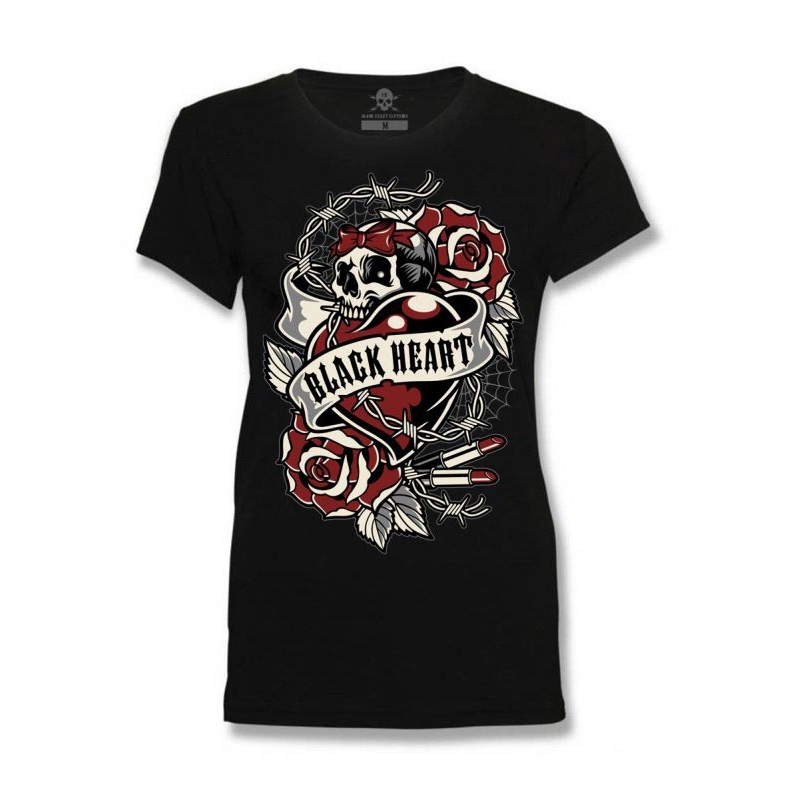 Dames T-shirt Zwart Hart Hart Roos