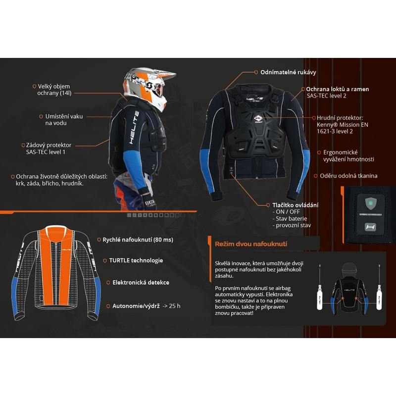 Motorfiets airbag HELITE Airbag Off Road Dakar - vest