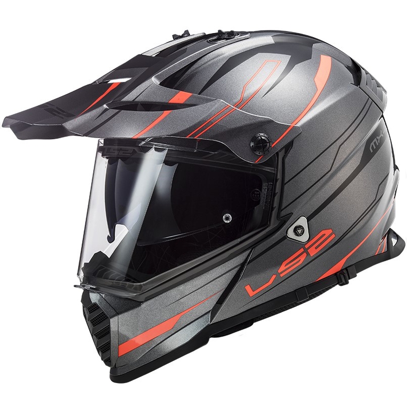 Endurohelm LS2 MX436 Pioneer EVO Knight titanium oranje