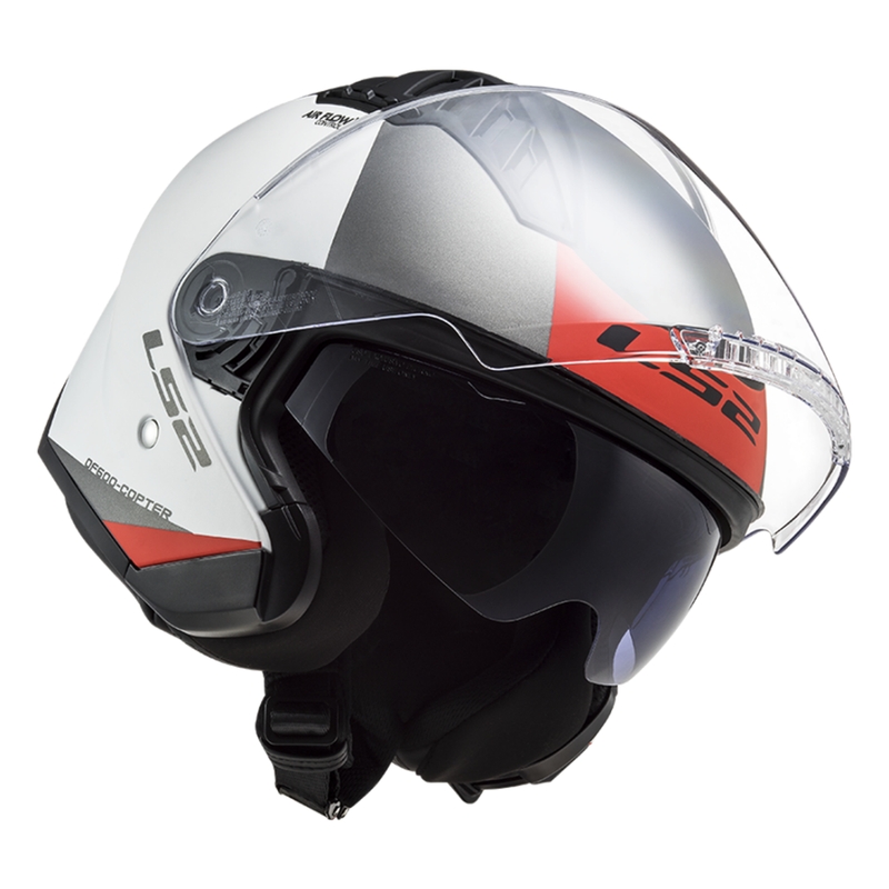 Open motorhelm LS2 OF600 Copter II Urbane 06 wit-rood