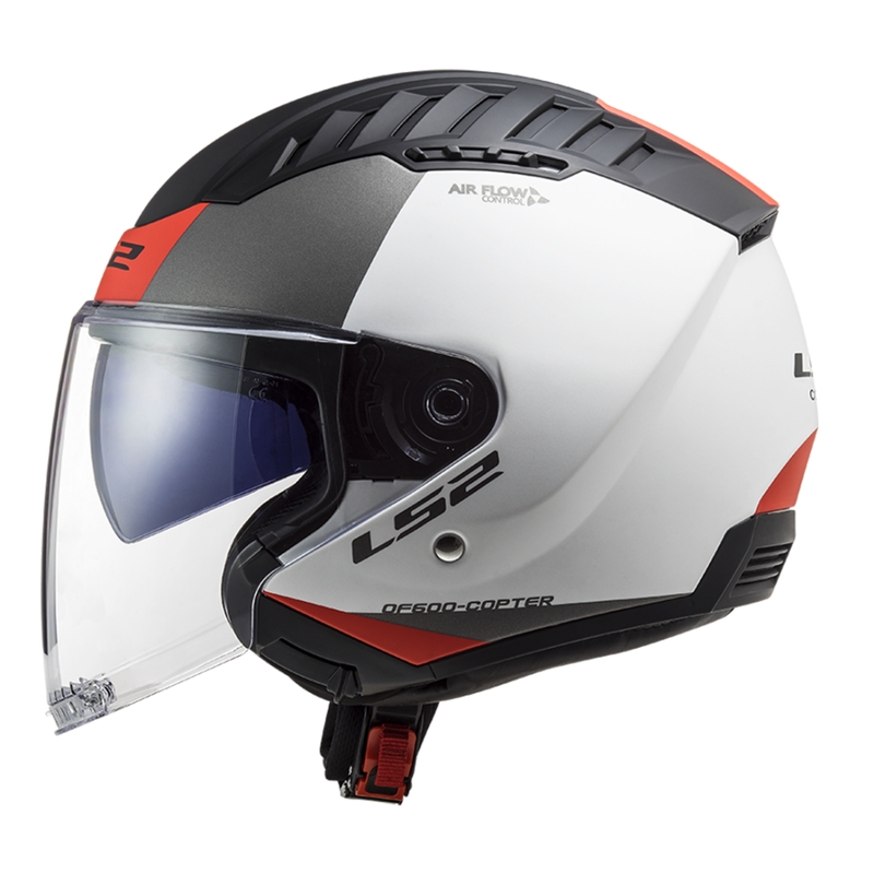 Open motorhelm LS2 OF600 Copter II Urbane 06 wit-rood