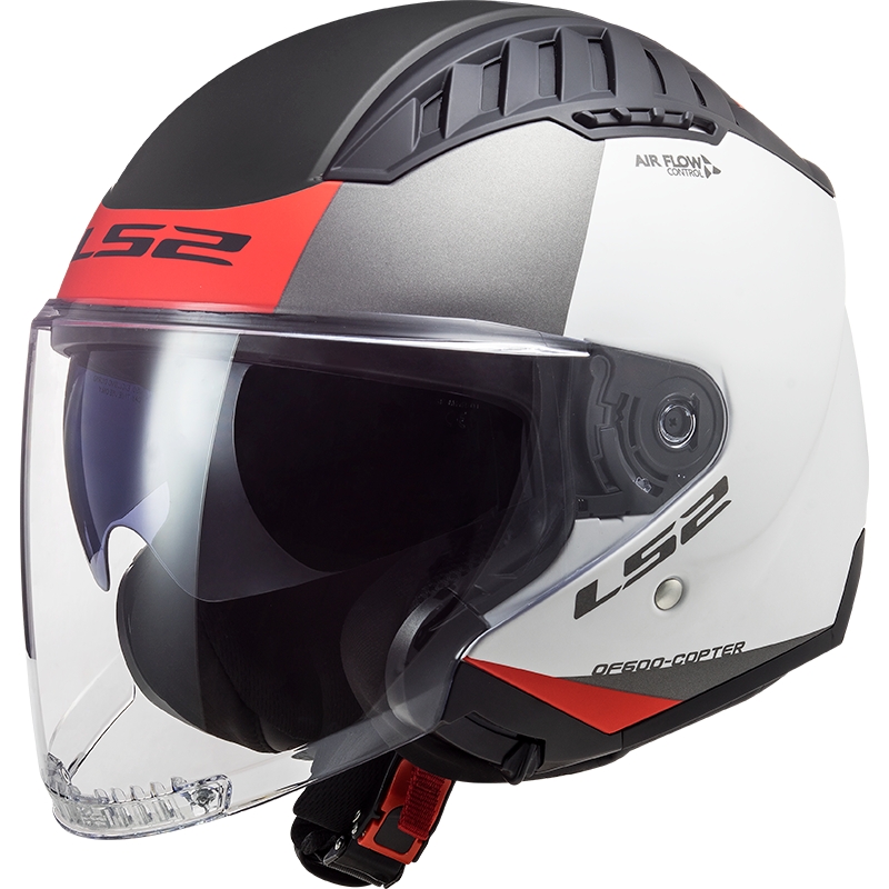 Open motorhelm LS2 OF600 Copter II Urbane 06 wit-rood