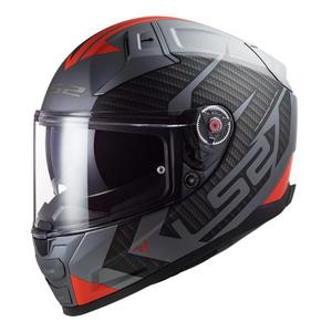 LS2 FF811 Vector II Splitter titanium-grijs-rood integraal motorhelm
