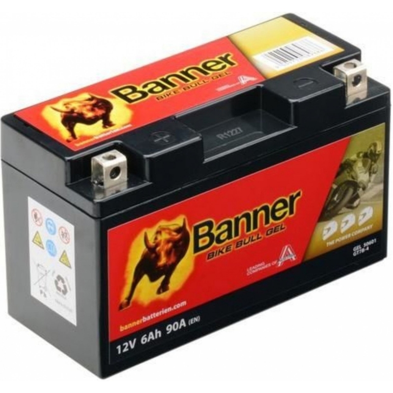Gelová baterie Banner Bike Bull Gel 12V, YT7B-4, YT7B-BS, 6AH, 90A