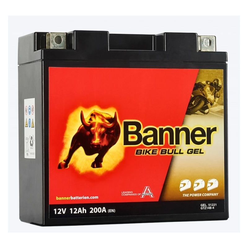 Gel accu Banner Bike Bull Gel 12V, YT14B-4, 12AH, 200A