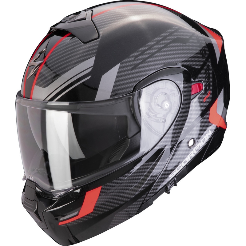Opklapbare motorhelm Scorpion EXO-930 EVO Sikon zwart-zilver-rood uitverkoop