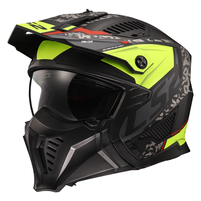 Motorhelm LS2 OF606 Drifter Devor zwart-fluo geel