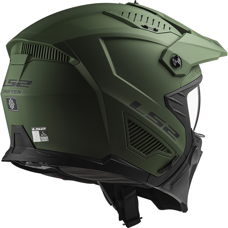 Motorhelm LS2 OF606 Drifter Massief groen mat
