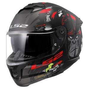 LS2 FF808 Stream II Angry Monkey zwart met rode integraal motorhelm