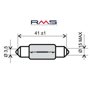 Žárovka RMS 12V 15W, T15X44 S8.5 bílá