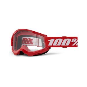 Motorcrossbril 100% STRATA 2 Nieuw rood (helder plexi)