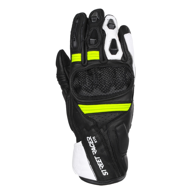 Dames motorhandschoenen Street Racer STR zwart-fluogeel