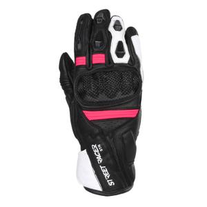 Motorhandschoenen voor dames Street Racer STR zwart, wit en roze