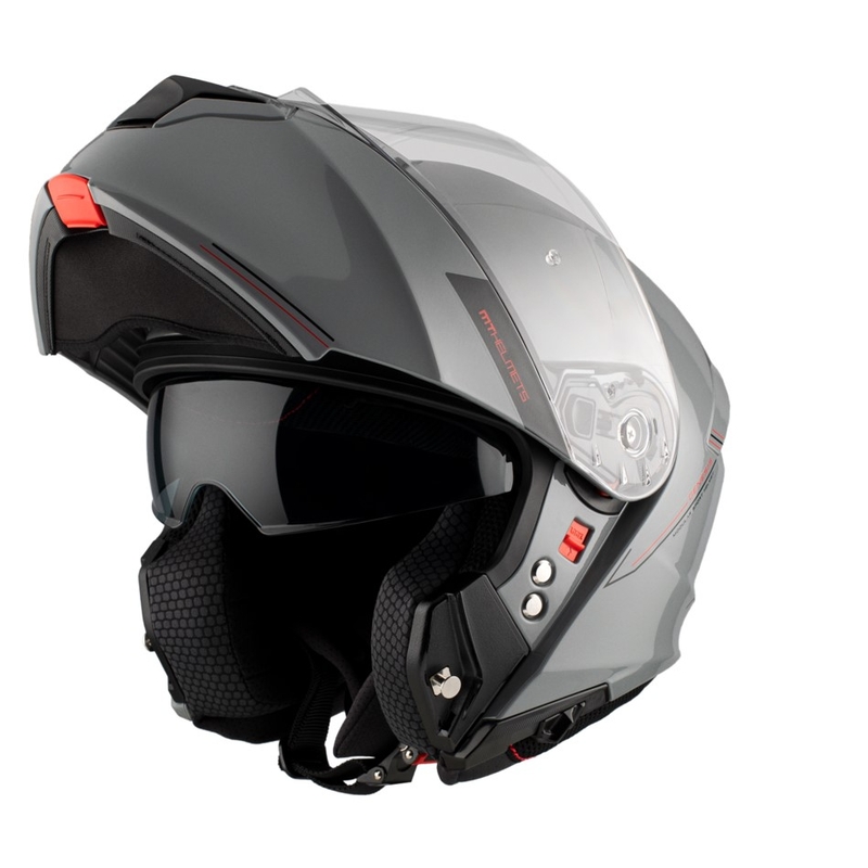 Opklapbare motorhelm MT Genesis SV Solid A12 glanzend grijs