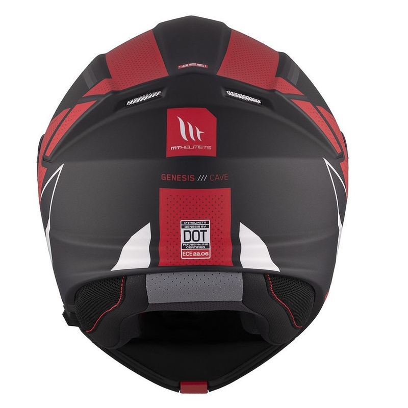 MT Genesis SV Cave A5 zwart-wit-rood matte opklapbare motorhelm