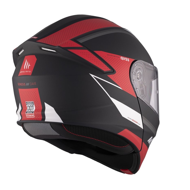 MT Genesis SV Cave A5 zwart-wit-rood matte opklapbare motorhelm