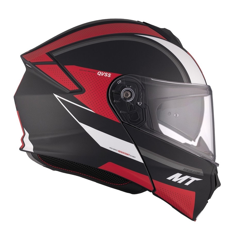 MT Genesis SV Cave A5 zwart-wit-rood matte opklapbare motorhelm