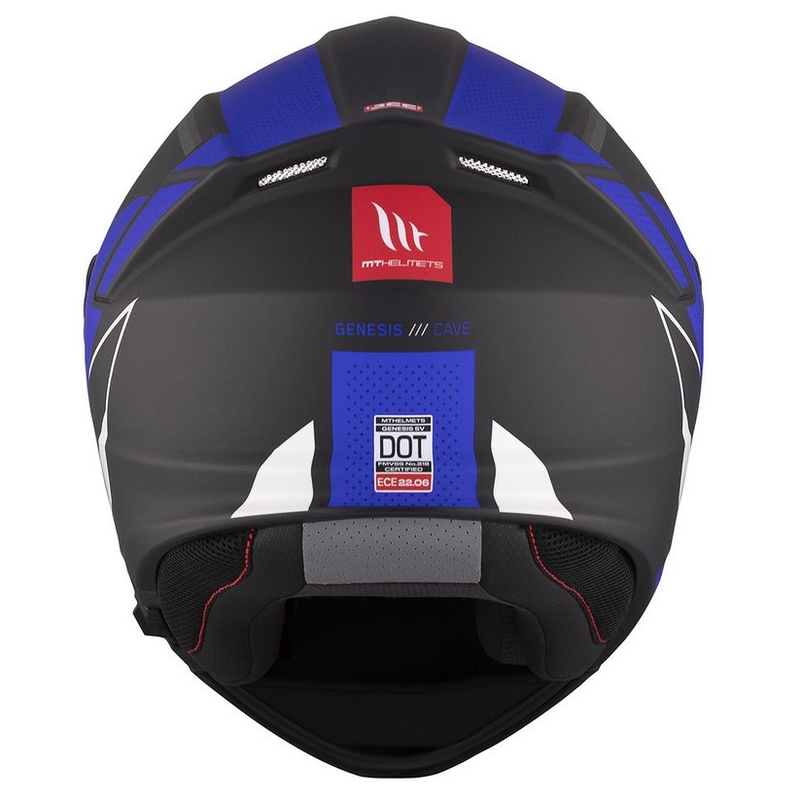 MT Genesis SV Cave A7 zwart-wit-blauw matte opklapbare motorhelm