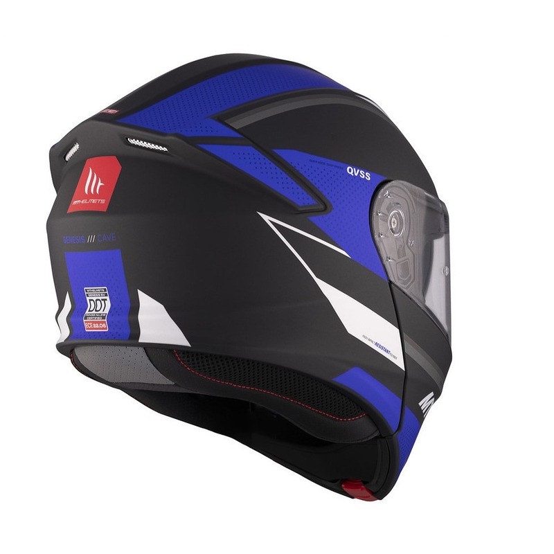 MT Genesis SV Cave A7 zwart-wit-blauw matte opklapbare motorhelm