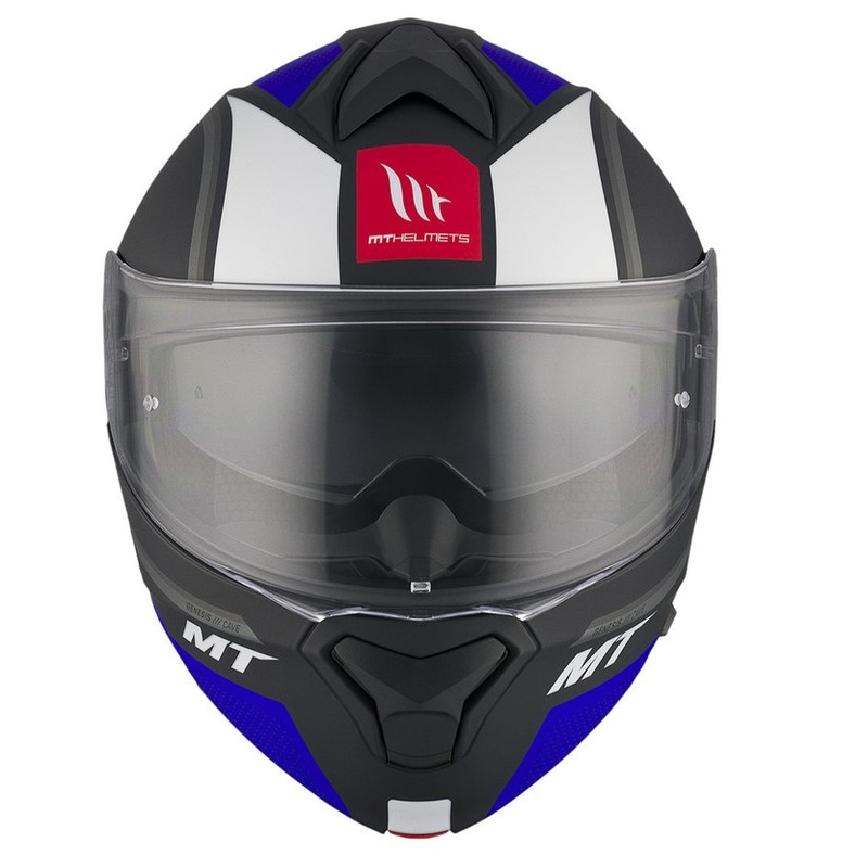MT Genesis SV Cave A7 zwart-wit-blauw matte opklapbare motorhelm