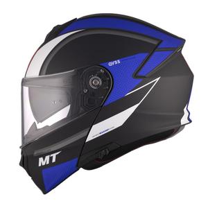 MT Genesis SV Cave A7 zwart-wit-blauw matte opklapbare motorhelm