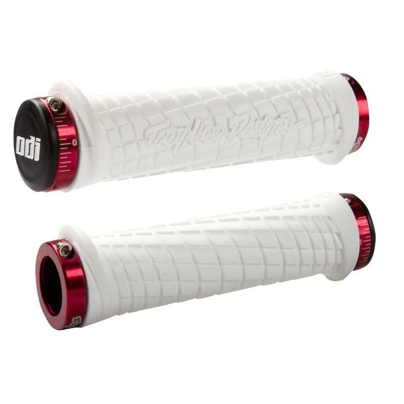 Handvatten ODI TROY LEE DESIGNS SIGNATURE ATV LOCK-ON wit-rood