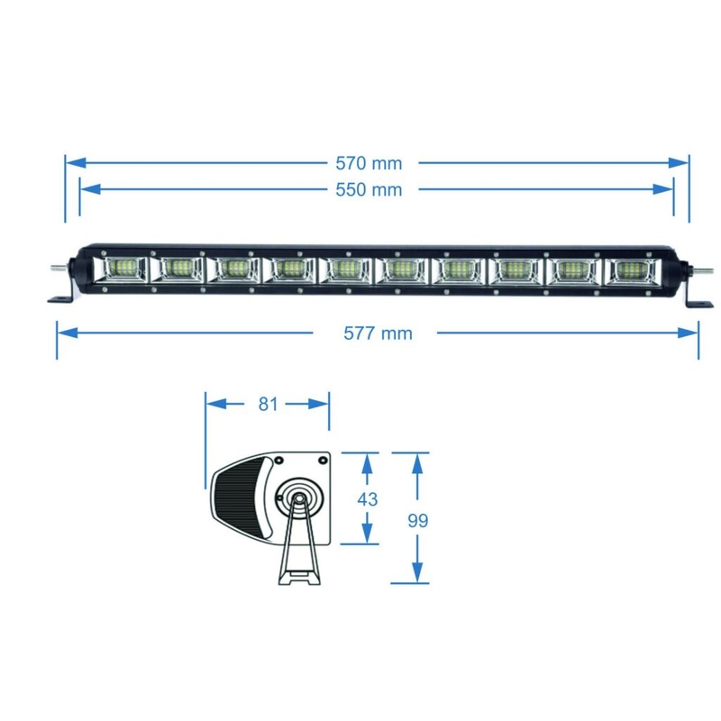 LED-lichtschans SHARK LED LIGHT BAR , ETI LED, 21,5",100W