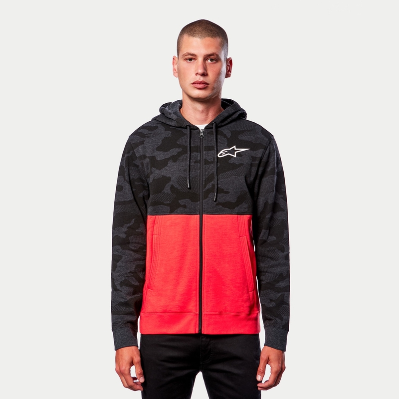 Alpinestars Camo Block Hoodie grijs camo-rood fluo