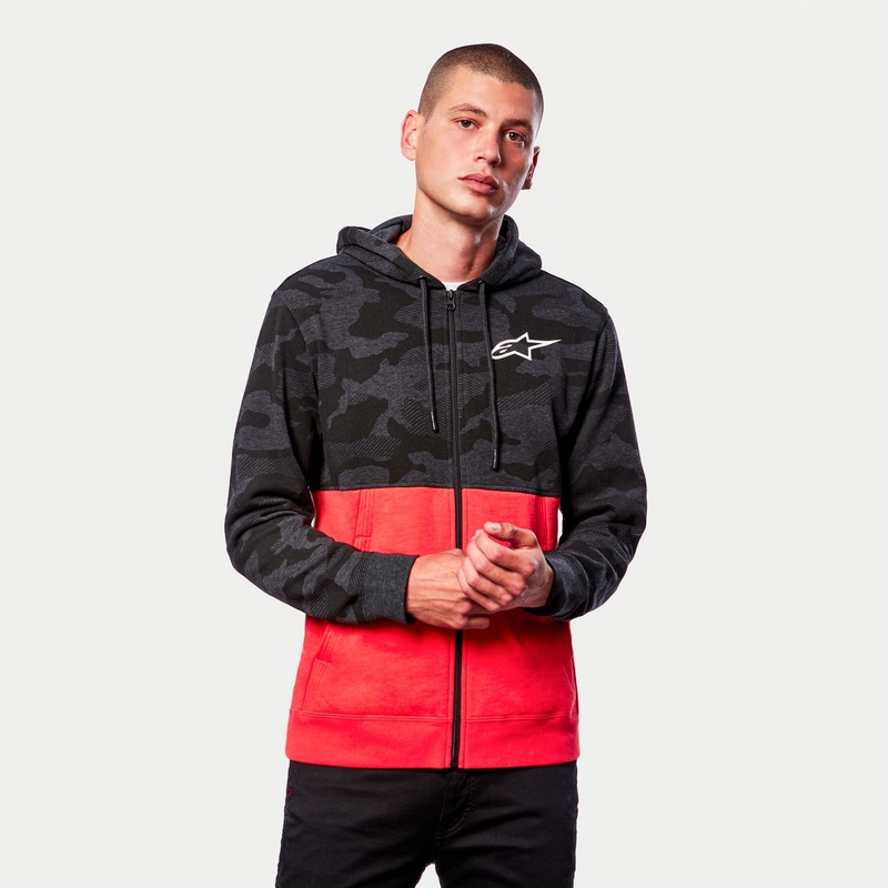 Alpinestars Camo Block Hoodie grijs camo-rood fluo