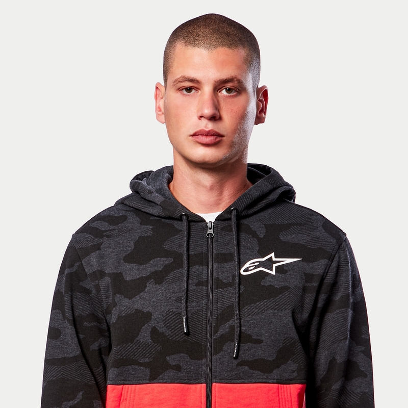 Alpinestars Camo Block Hoodie grijs camo-rood fluo