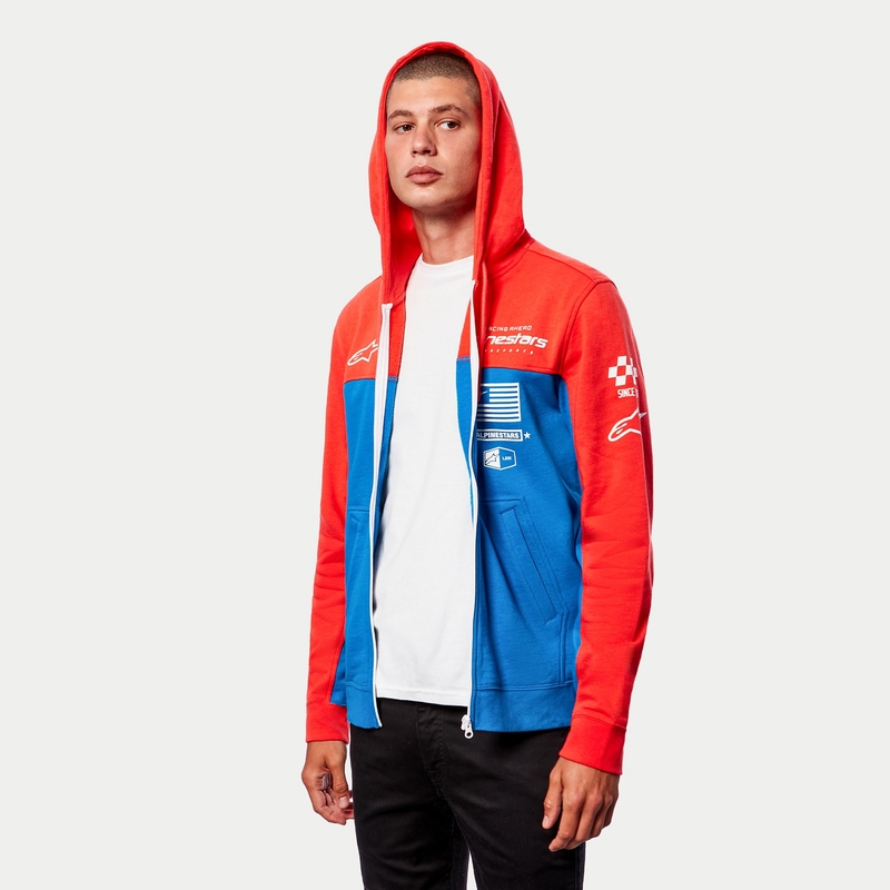 Mikina Alpinestars H Block Hoodie fluo červeno-světle modrá