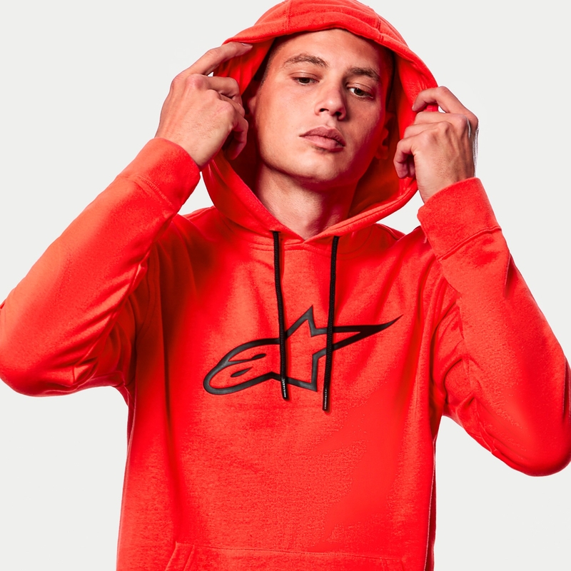 Mikina Alpinestars Ageless 2 Hoodie fluo červeno-černá