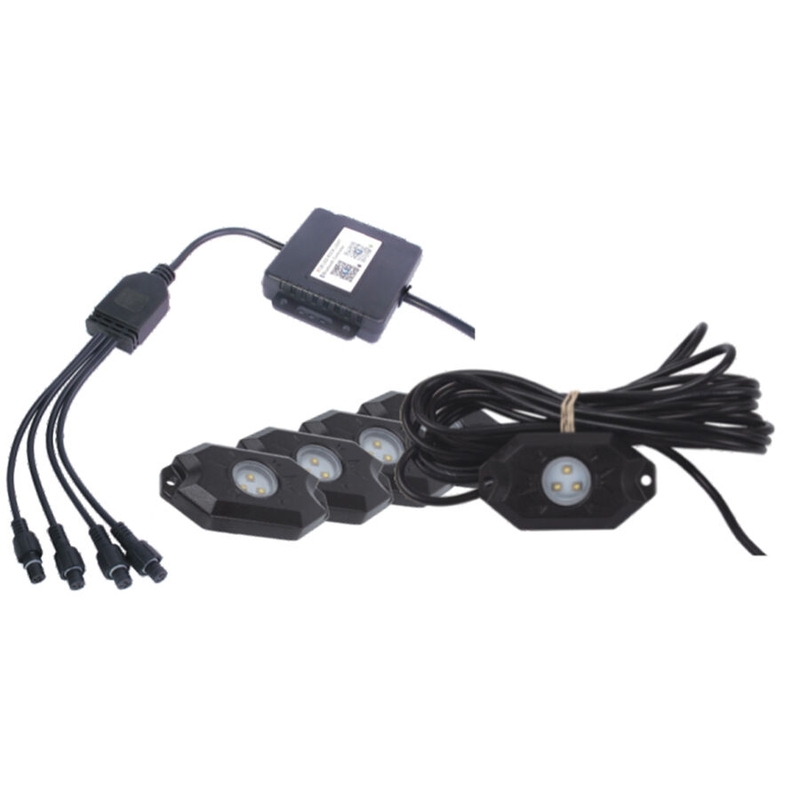 HAAI LED-LICHT, RGB, MEERKLEURIG, BLUETOOTH-BEDIENING, 4 ST. SET