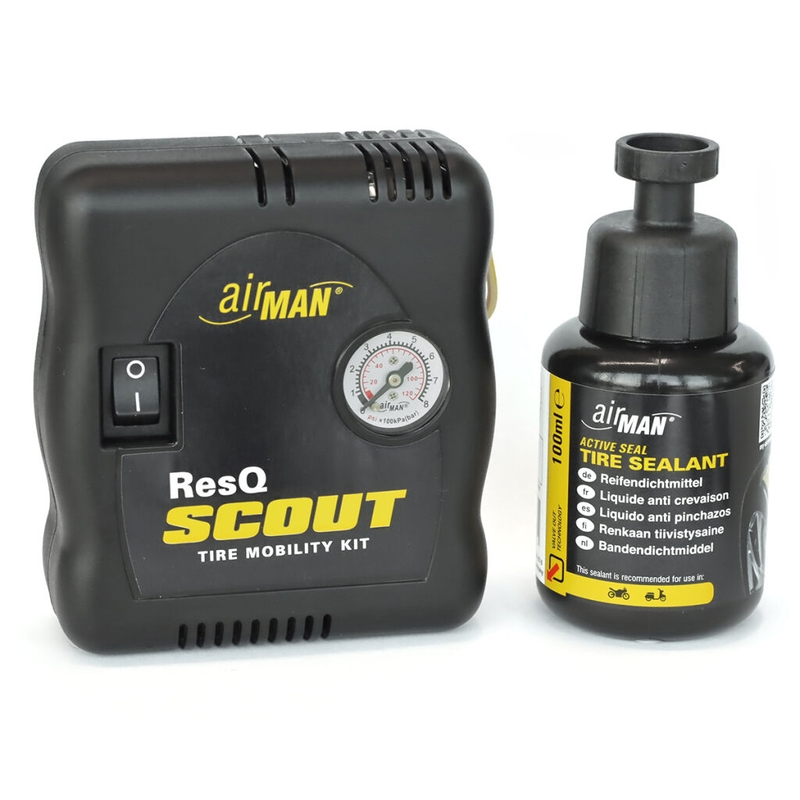 AirMan ResQ Scout bandenreparatieset met compressor + 100ml navulling