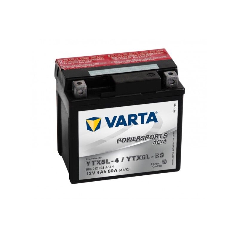 VARTA YTX5L-4/YTX5L-BS 12V/4Ah onderhoudsvrije batterij