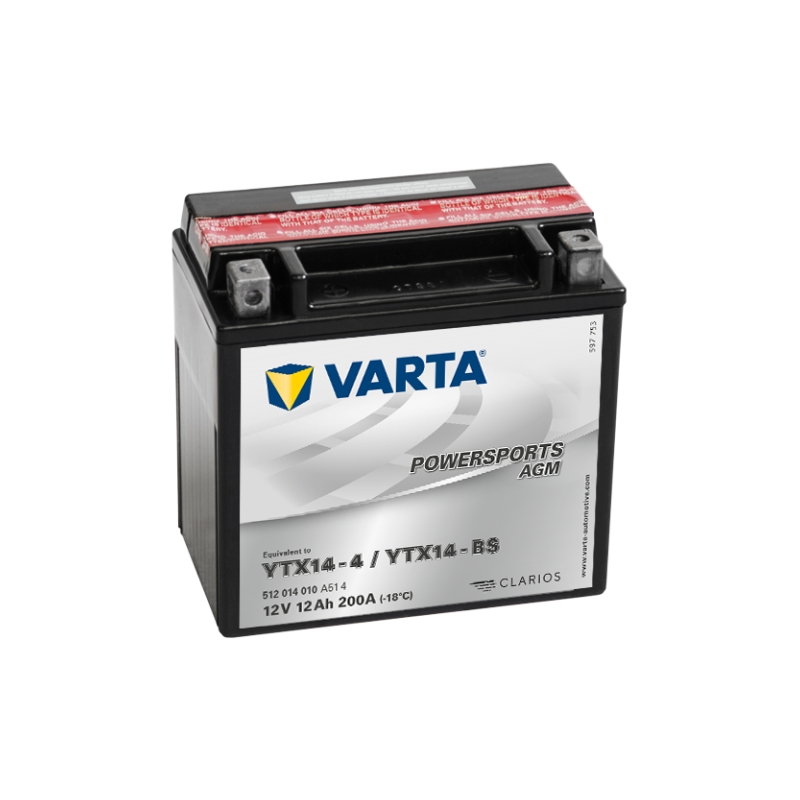 VARTA YTX14-4/YTX14-BS 12V/12Ah onderhoudsvrije batterij