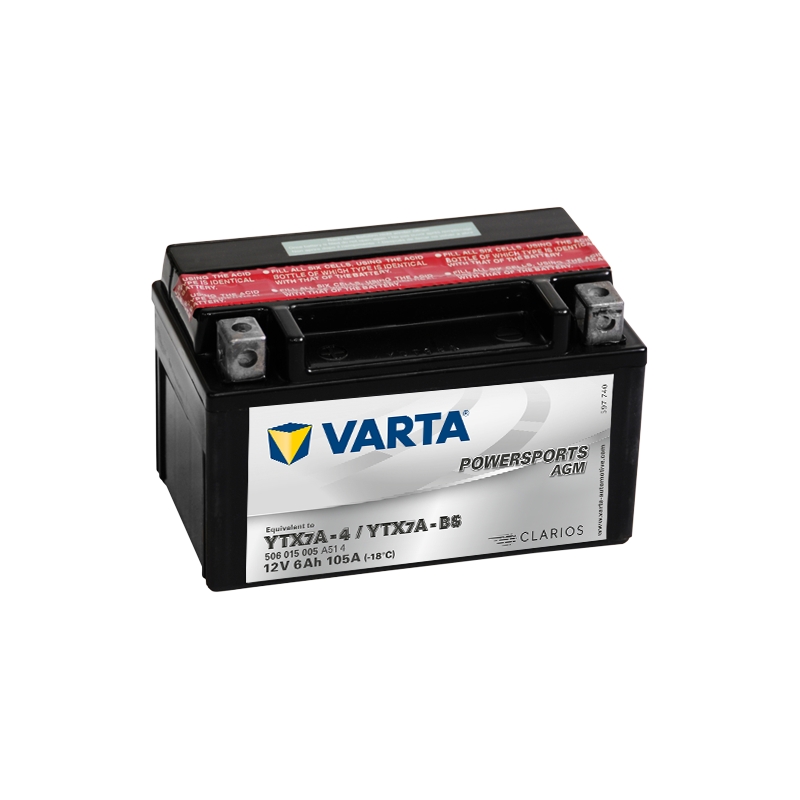 VARTA YTX7A-4/YTX7A-BS 12V/6Ah onderhoudsvrije batterij