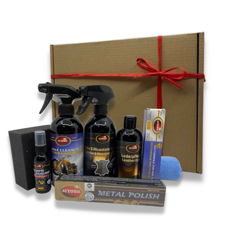 Autosol geschenkset voor het reinigen van motorfietsen en leren accessoires