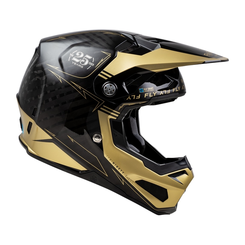Motorcrosshelm FLY Racing Formula S Carbon zwart-goud