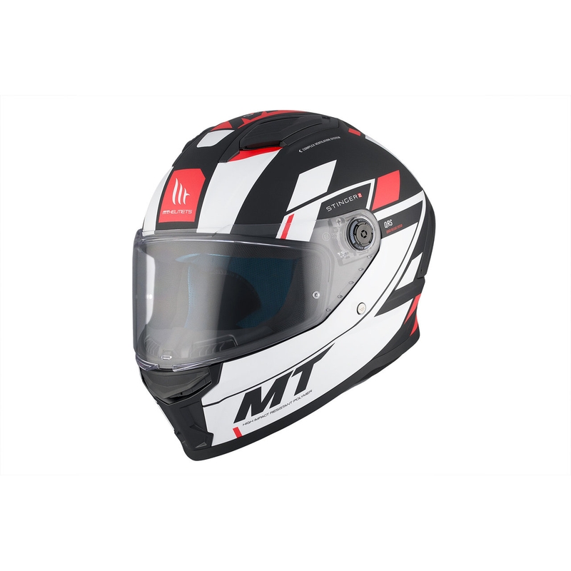 MT Stinger 2 Solid Zivze integraal motorhelm wit-zwart-rood mat